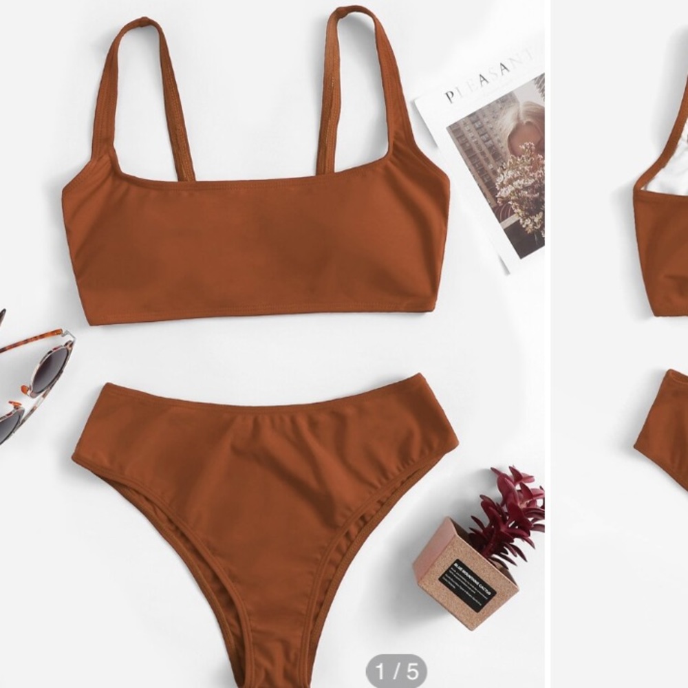 Rust colored high waisted bikini